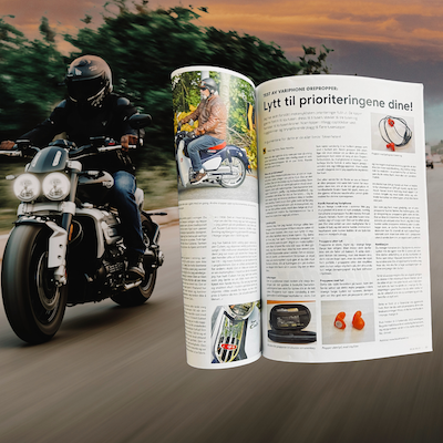 Artikkel om formstøpte motorsykkelørepropper fra Høvik Hørsel i MC-avisa