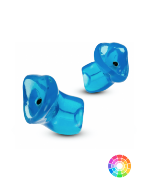 3D-modell av formstøpte ørepropper av typen V-FLEX MOTO Variphone distribuert av Høvik Hørsel. Øreproppen lages i et ekstra mykt silikon-materiale for å gi optimal komfort. Proppene har en et lavprofils-design som gjør utsiden av proppen hul. Utskiftbare filter.